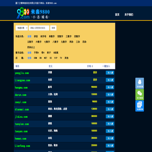 米表9800.com厦门卫擎网络科技专注优质拼音、数字、短杂域名交易